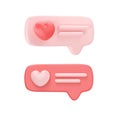 3d love message set icon render - chat text with heart for communication on mobile phone Royalty Free Stock Photo