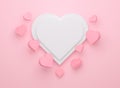 3d love on pastel pink color. Cute heart background pattern for your design. Happy valentines day banner. Abstract geometric shape Royalty Free Stock Photo