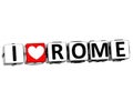 3D Love Rome Button cube text Royalty Free Stock Photo