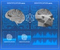 3D Low Poly brain scanning, HUD medical virtual graphic touch user interface, brain scanning accurate facial recognition