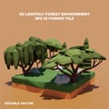 3d low poly forest environment vector illustration