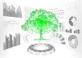 3D low poly green plant tree HUD UI display. Future polygonal triangle point line ecology problems solution abstract Royalty Free Stock Photo