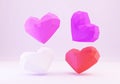 3d low poly hearts, paper love, papercrafts