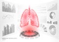 3D low poly human healthy lungs virtual laser surgery operation HUD UI display. Future technology polygonal medicine