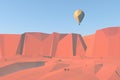 3d low poly landscape background with balloon