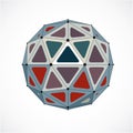 3d low poly spherical object with black connected lines a Royalty Free Stock Photo