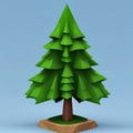 3D low poly tree on a plain background