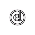 D lowercase circle serif letter logo design vector