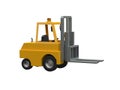 3d Lowpoly Icon Forklift Truck Loader Cartoon Style Isolated on White Background