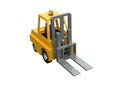 3d Lowpoly Icon Forklift Truck Loader Cartoon Style Isolated on White Background