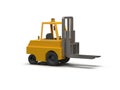 3d Lowpoly Icon Forklift Truck Loader Cartoon Style Isolated on White Background