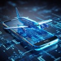 3d lowpolygon airplane rendering illustration on mobile transportation online futuristic AI Genarated