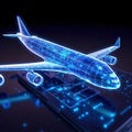 3d lowpolygon airplane rendering illustration on mobile transportation AI Genarated