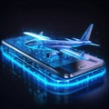 3d lowpolygon airplane rendering illustration on mobile transportation AI Genarated