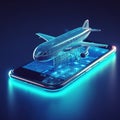 3d lowpolygon airplane rendering illustration on mobile transportation online futuristic element AI Genarated