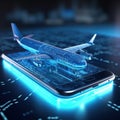 3d lowpolygon airplane rendering illustration on mobile transportation online futuristic AI Genarated
