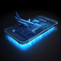 3d lowpolygon airplane rendering illustration on mobile transportation online AI Genarated