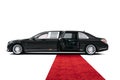 3d luxury limousine car and red carpet