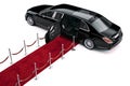 3d luxury limousine car and red carpet