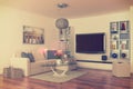 3d - luxury modern loft apartment - retro style - shot 43 Royalty Free Stock Photo