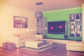 3d - luxury modern loft apartment - retro style - shot 44 Royalty Free Stock Photo