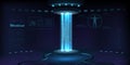 3d magic stage, lab digits. Futuristic planet space, product for tech show, ai and rv holograms, digital platform