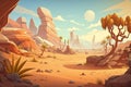 2D magical desert background environment for a battle arena mobile game