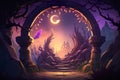 2D magical portal background environment for a battle arena mobile game