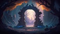 2D magical portal background environment for a battle arena mobile game