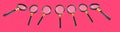 3d magnifying glass icon set isolated on pink background. Education concept.3d rendering three-dimensional realistic