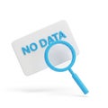 3D Magnifying Glass Over White Card with Blue Text NODATA on White Background no data Royalty Free Stock Photo
