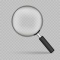 3d magnifying glass on transparent background. Vector