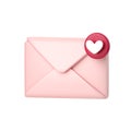 3d mail with heart notification icon. Royalty Free Stock Photo