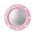 3d Makeup Mirror with Light Bulbs Cartoon Design Style. Vector Royalty Free Stock Photo