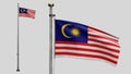 3D, Malaysian flag waving on wind. Close up of Malaysia banner blowing soft silk Royalty Free Stock Photo