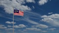 3D, Malaysian flag waving on wind. Closeup of Malaysia banner blowing soft silk Royalty Free Stock Photo