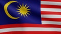 3D, Malaysian flag waving on wind. Closeup of Malaysia banner blowing soft silk Royalty Free Stock Photo