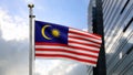 3D, Malaysian flag waving on wind. Close up Malaysia banner blowing soft silk Royalty Free Stock Photo