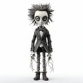 3d Male Character In Tim Burton Style: A Complete 3d Model Royalty Free Stock Photo