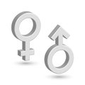 3D male and female symbols with shadow on the wall. Toilet marks. EPS10 vector illustration Royalty Free Stock Photo