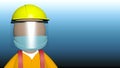 3d male worker wearing face mask isolated