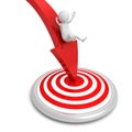 3d man achieves the goal of target on red arrow Royalty Free Stock Photo