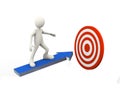 3d man on arrow toward mission target Royalty Free Stock Photo