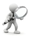 3d man with black magnifying glass