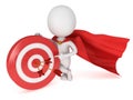 3d man brave superhero with red target. Royalty Free Stock Photo