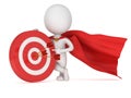 3d man brave superhero with red target. Royalty Free Stock Photo