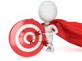 3d man brave superhero with red target. Royalty Free Stock Photo