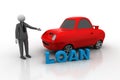 3d man with car, car loan concept