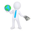 3d man changes the planet earth for money Royalty Free Stock Photo