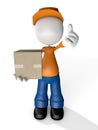 3d Man Character Cool hand Courier hold a box